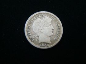 1903 Barber Silver Dime Fine+ 41104