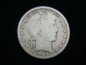 1908-D Barber Silver Half Dollar Good+ 11111