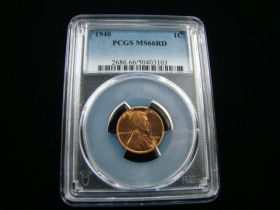 1940 Lincoln Cent PCGS Graded MS66RD #50403103