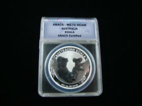 Australia 2011P 1oz Silver Koala $1 ANACS MS70 DCAM #2001792885