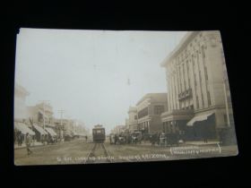 1911 Douglas Arizona G. Ave, Looking South Trolley & Town Real Photo Postcard