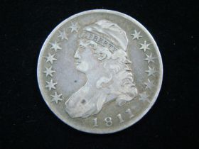 1811 Small 8 Capped Bust Silver Half Dollar VF 61212