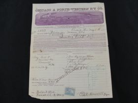 1902 Chicago and Northwestern RY Co. Invoice for Locomotive Parts