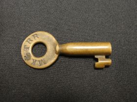 Missouri Kansas & Texas Railroad MK&TRR Early & Rare Brass Barrel Switch Key