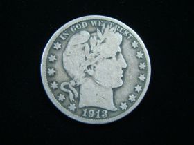 1913-S Barber Silver Half Dollar Very Good 11129