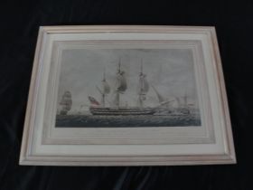 1700's Indiaman at Spithead Drawn & Engraved by Robert Dodd Hand Colorized-Print