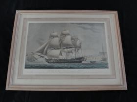 1700's East Indiaman From Madras Painted by Robert Dodd Hand-Colorized Print