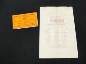 1854 Hartford, CT Firemen's 19th Annual Ball Invitation & Admittance Card