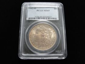 1882-O Morgan Silver Dollar PCGS Graded MS65
