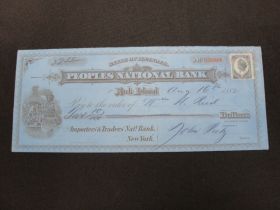 1882 Peoples National Bank Rock Island Check With Train & Station Vignette