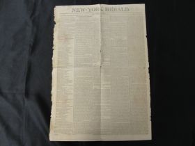 Antique New York Herald Newspaper No. 479 Dated 1806 with Life of Franklin Ad