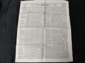 Antique Cleveland Daily Leader Newspaper Dated 1870