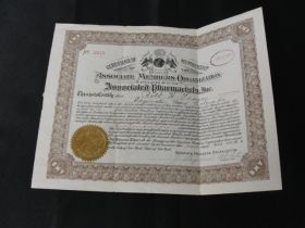 1918 Associated Members Org. Assc. Pharmacists Inc. Certificate of Membership