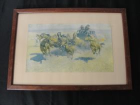 "Downing The Nigh Leader" By Frederic Remington Copr. P. F. Collier & Son Print