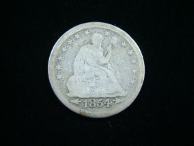 1854 Arrows Liberty Seated Silver Quarter Good+ 10323
