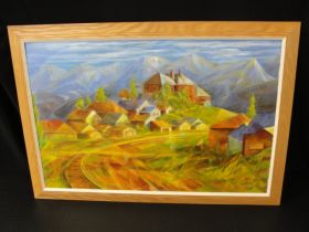 Michael Kinsley Colorado Artist "Leadville" Original Oil On Board 29.5"x19.5"