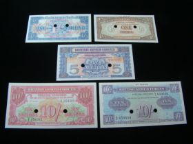 Great Britain 1946-62 Military Payment Certificates #M20,26,28,32,35 Gem Unc.