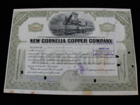 1928 New Cornelia Copper Company Of Delaware Cancelled Stock Certificate