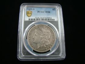 1892-S Morgan Silver Dollar PCGS Graded VF30 #47029994