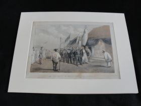 1850's Perry's Expedition to Japan Meeting the Imperial Commissioners Lithograph