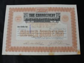 1906 The Connecticut Fire Insurance Company of Hartford, CT Stock Certificate