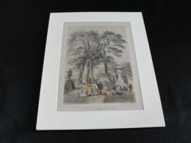 1850's Perry's Expo to Japan Temple of Simoda Colored Lithograph