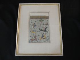 Antique Persian Story Painting "Archers Hunting on Horseback"