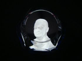 Vintage Baccarat Faceted Crystal Paperweight William McKinley