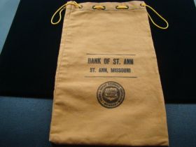 Bank Of St. Ann St. Ann Missouri Vintage Canvas Bank Bag