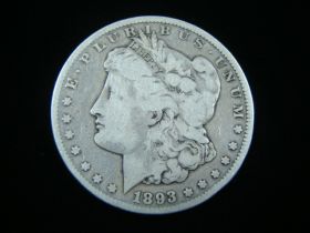 1893-CC Morgan Silver Dollar VG+ 10818