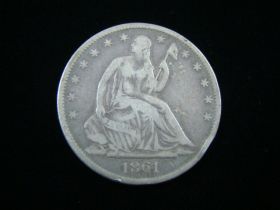 1861-O Liberty Seated Silver Half Dollar Fine 90818