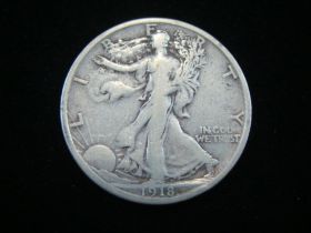 1918-S Walking Liberty Silver Half Dollar VG+ 70212