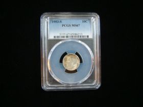 1953-S Roosevelt Silver Dime PCGS Graded MS67 #45086213