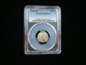 1948-D Roosevelt Silver Dime PCGS Graded MS66FB #45086218