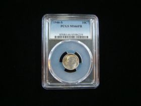 1946-S Roosevelt Silver Dime PCGS Graded MS66FB #45086219