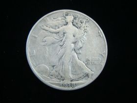 1938-D Walking Liberty Silver Half Dollar VG 10502