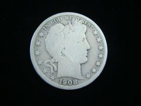 1908-D Barber Silver Half Dollar Good+ 30502