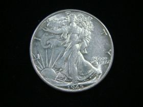 1945 Walking Liberty Silver Half Dollar AU+ 120630