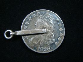 1828 Capped Bust Silver Half Dollar Period Spinner Pendant Coin Art