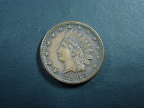1863 Indian/Crossed Canons Civil War Token F-79/351a XF+