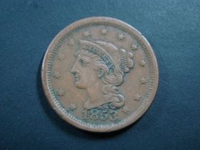 1853 Braided Hair Large Cent VF 30219