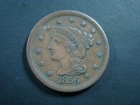 1856 Braided Hair Large Cent Slanted 5 VF 50219