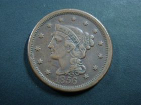 1856 Braided Hair Large Cent Slanted 5 VF 60219