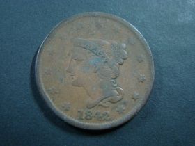 1842 Braided Hair Large Cent Large Date Fine 100219