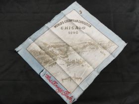 World's Columbian Exposition Chicago 1893 Souvenir Silk Handkerchief