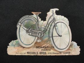 Colorado Late 19th Century Advertising Lithograph Bicycle Cut Out