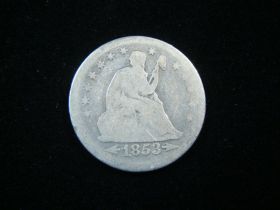 1853 W/Arrows Liberty Seated Silver Quarter Good+ 120321
