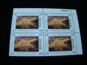 1994 75th Anniversary Grand Canyon National Park Commem Plate # Block Of 4 MNH