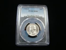 1940-D Washington Silver Quarter PCGS Graded MS66 #47778435