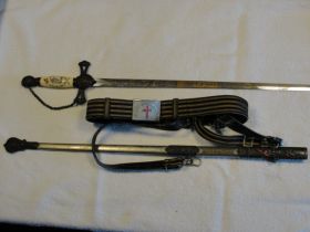 C. 1860's Named Masonic Sword with Belt Made by the Ames Sword Co. Of Mass.